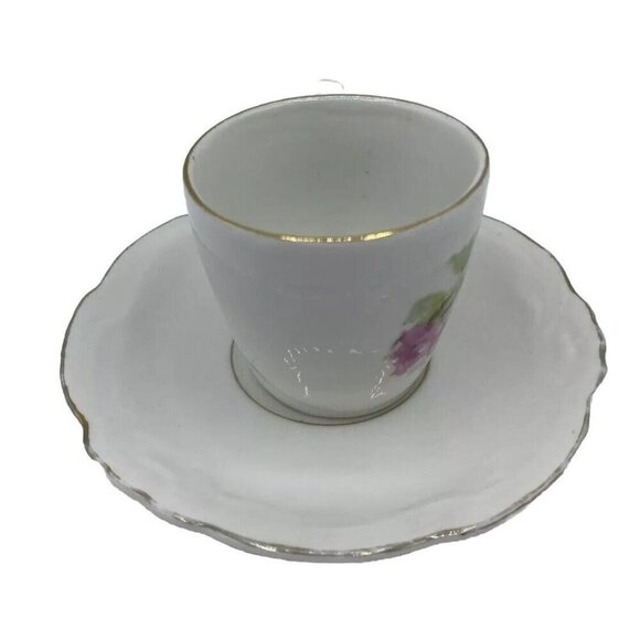 Vtg Demitasse Tea Cup Saucer Germany Crown Mark Floral Gold Tone Trim Regency - Picture 3 of 15